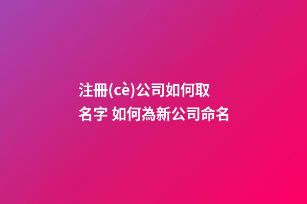 注冊(cè)公司如何取名字 如何為新公司命名-第1張-公司起名-玄機(jī)派